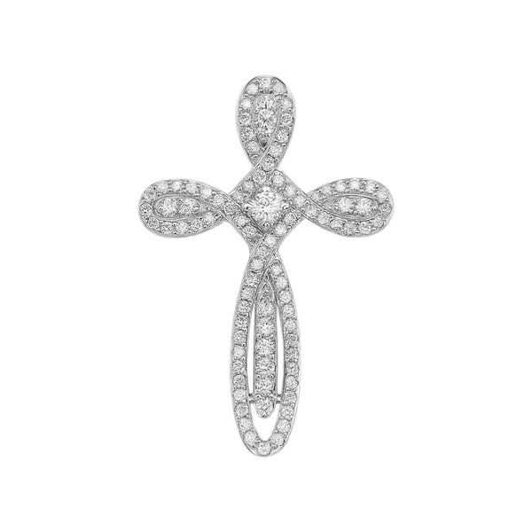 Sterling Silver CZ Decorative Cross Pendant