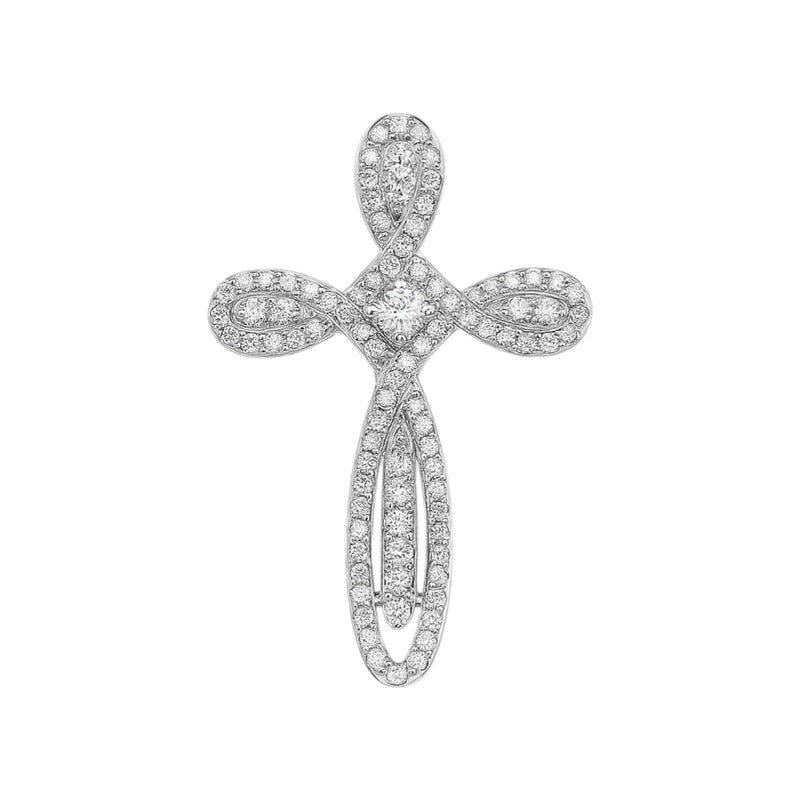Sterling Silver CZ Decorative Cross Pendant