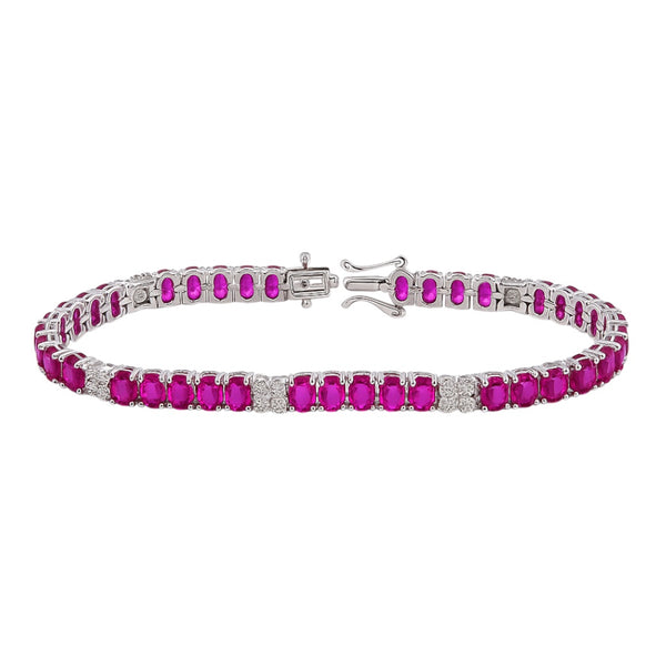 Sterling Silver Oval Colored CZ Tennis Bracelet (7.25")