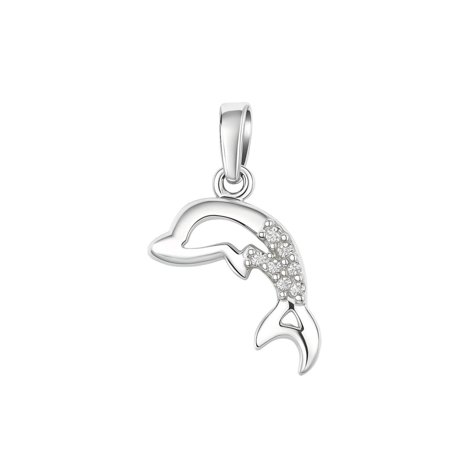 Sterling Silver CZ Dolphin Pendant