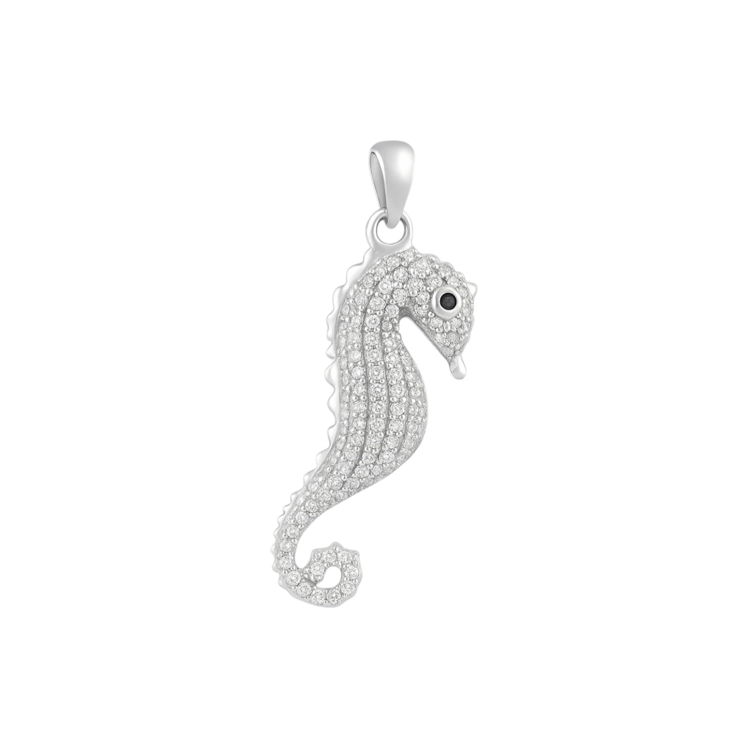 Sterling Silver CZ Seahorse Pendant
