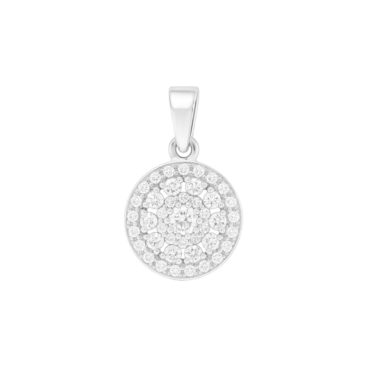 Sterling Silver Round CZ Cluster Pendant