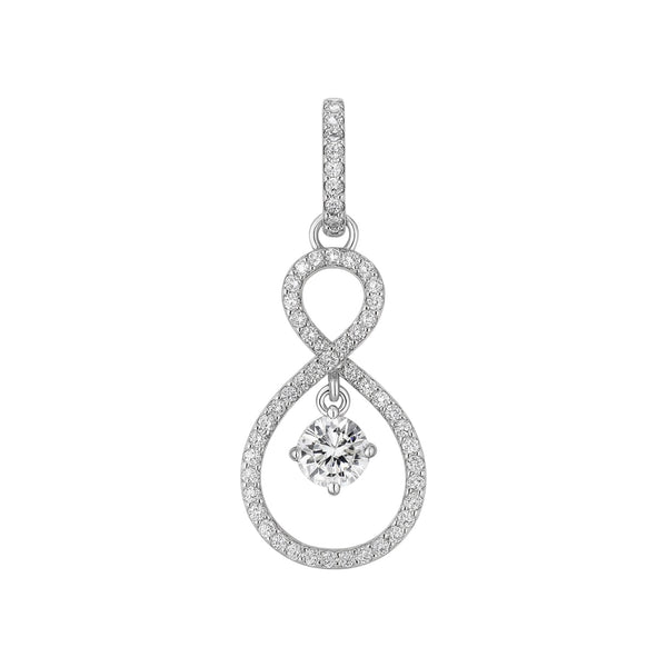 Sterling Silver CZ Infinity W/ Dangling Round CZ Pendant