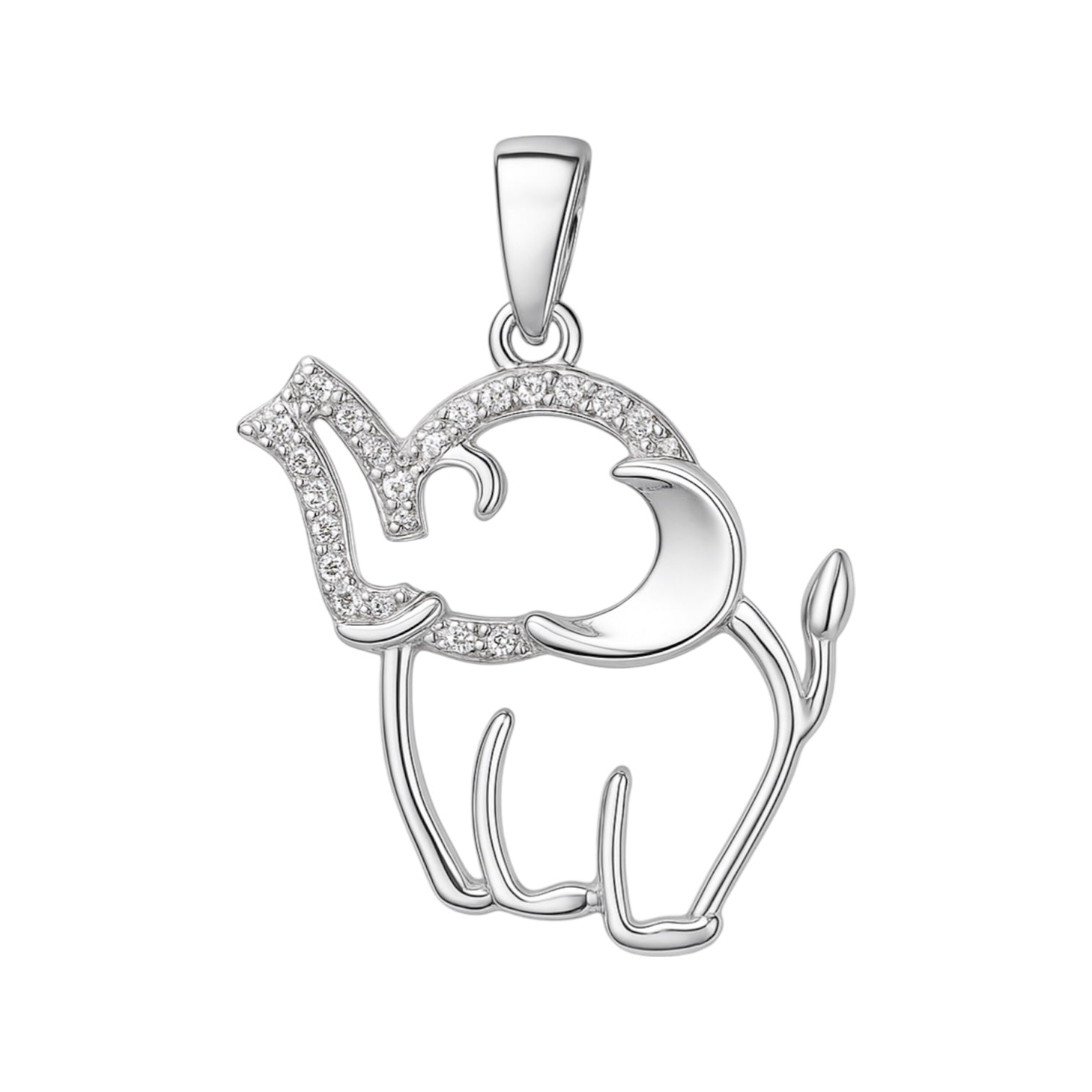 Sterling Silver CZ Elephant Pendant