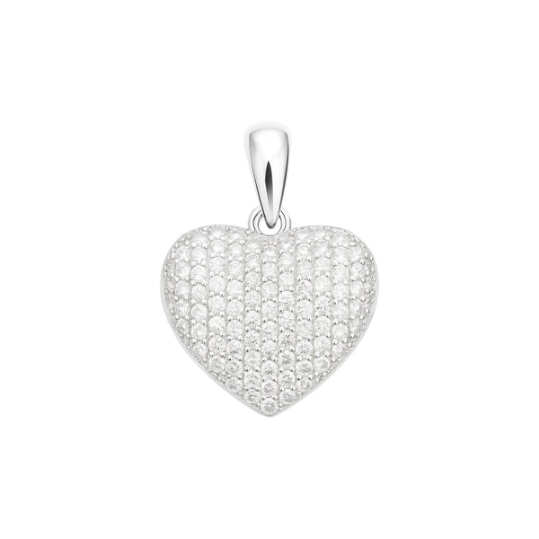 Sterling Silver CZ Pave Heart Pendant