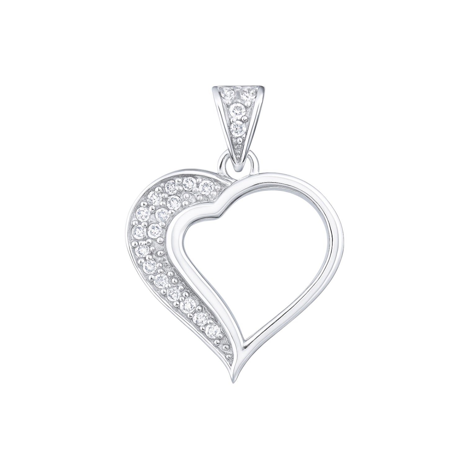 Sterling Silver CZ Heart Pendant