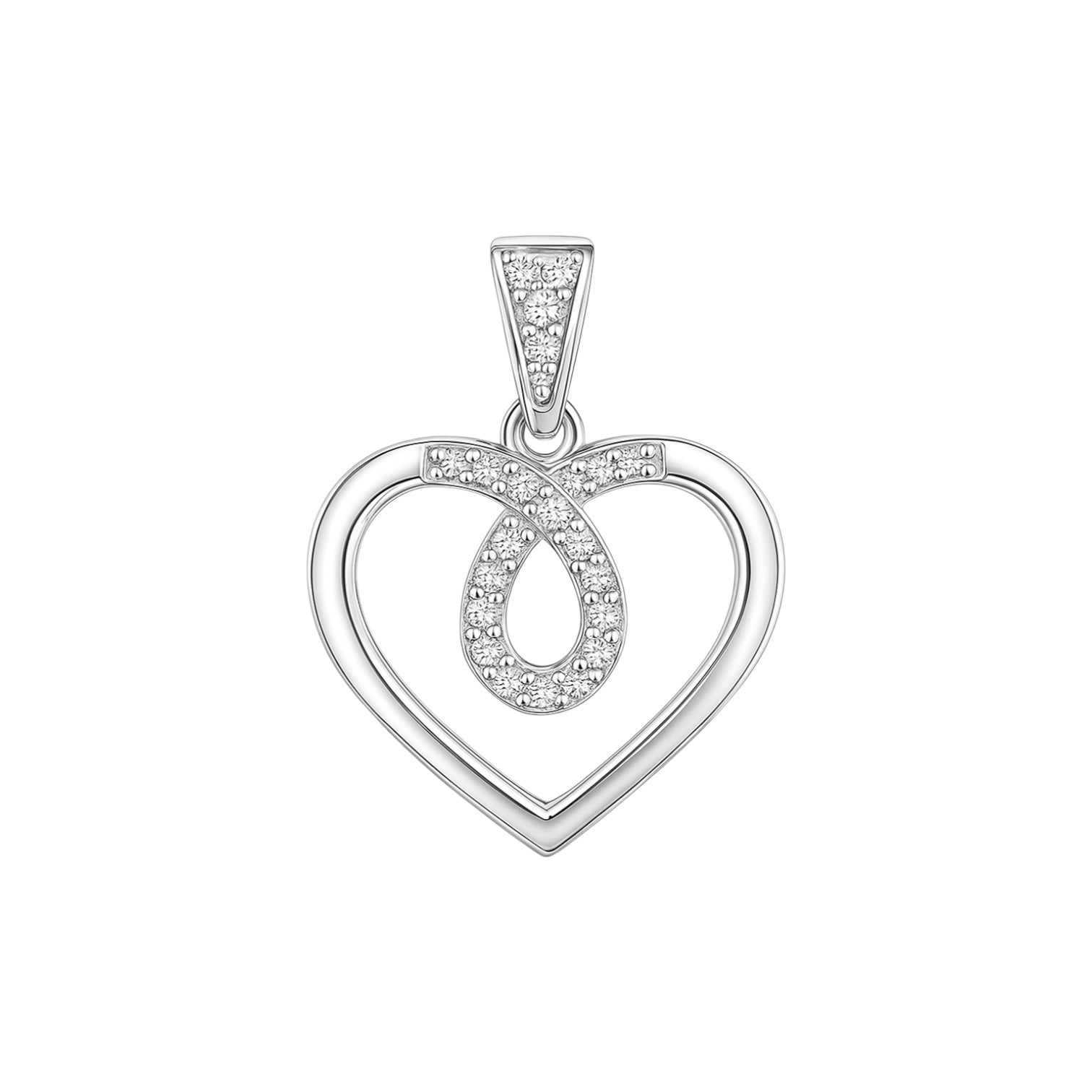 Sterling Silver CZ Heart Pendant