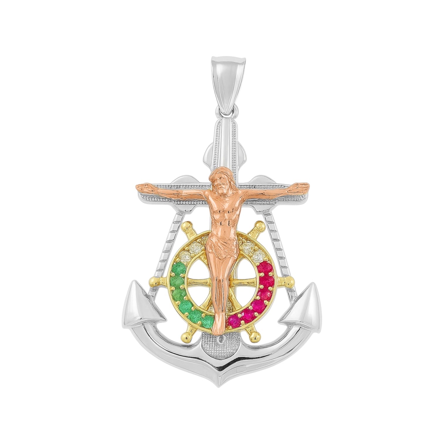 925 Sterling Silver Jesus Crucifix Anchor Pendant