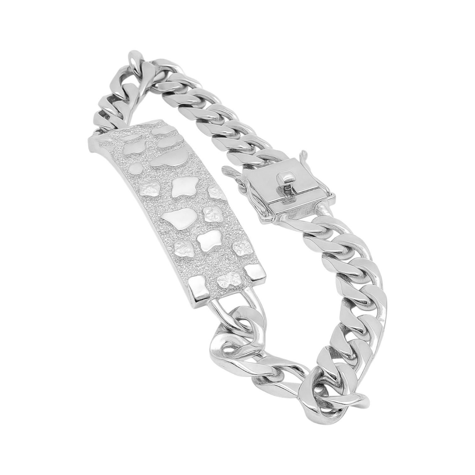 Sterling Silver Nugget ID Bracelet