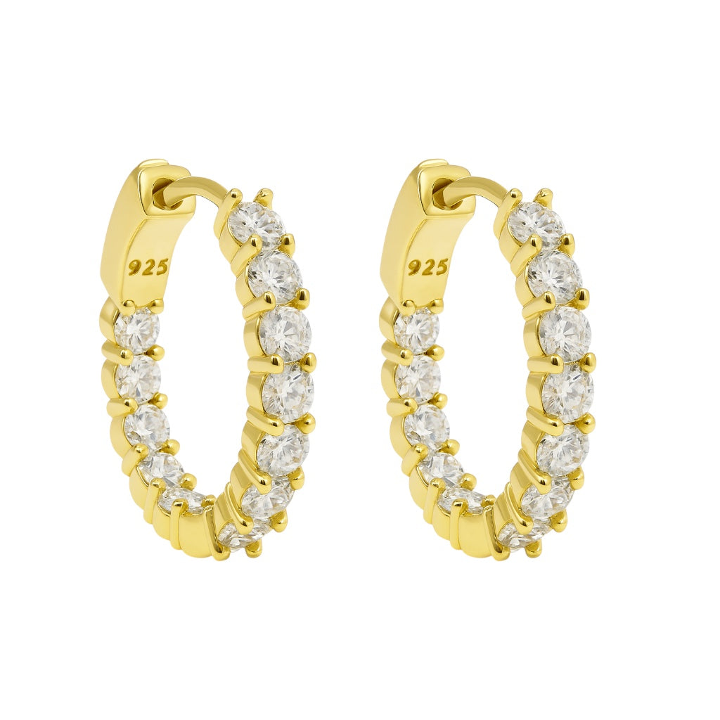 Sterling Silver Moissanite 19mm Inside Out Hinged Hoop Earrings