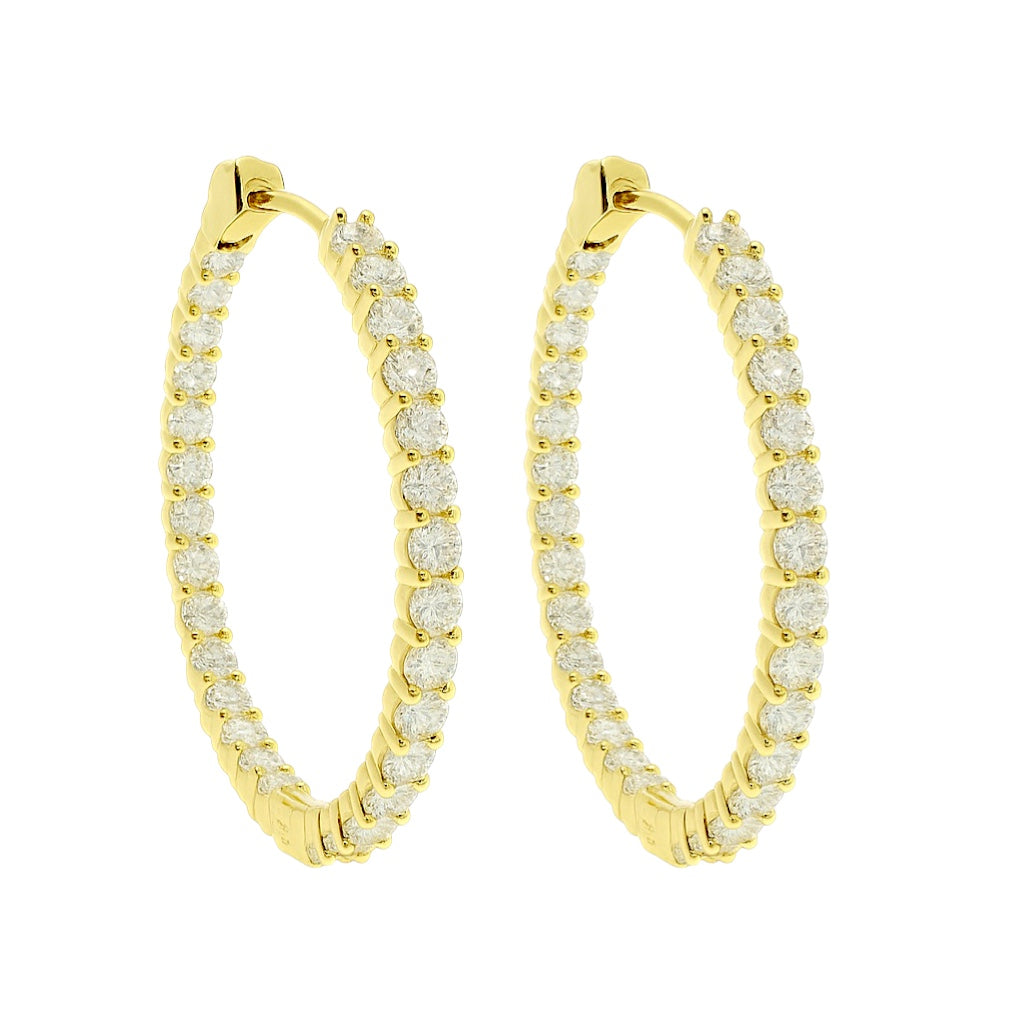 Sterling Silver Moissanite 36mm Inside Out Hinged Hoop Earrings