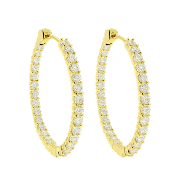 Sterling Silver Moissanite 36mm Inside Out Hinged Hoop Earrings