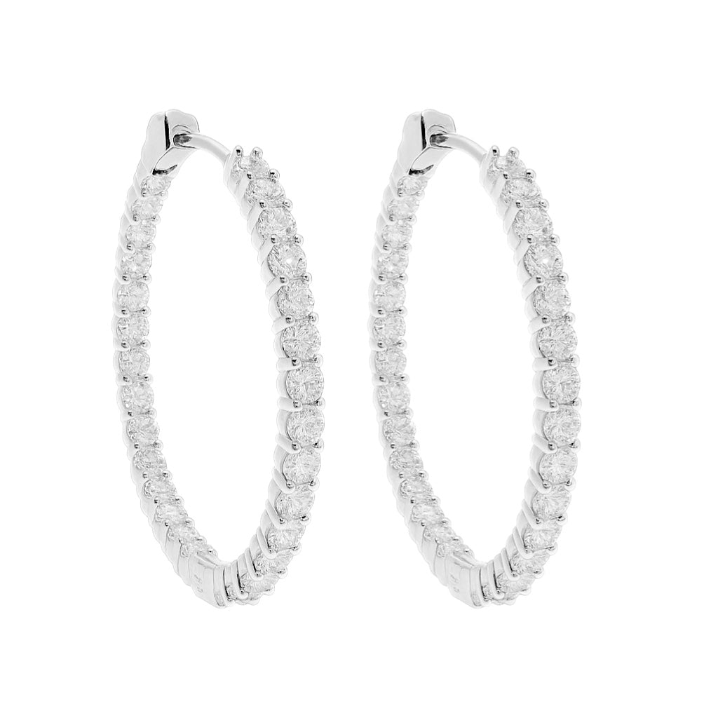 Sterling Silver Moissanite 36mm Inside Out Hinged Hoop Earrings