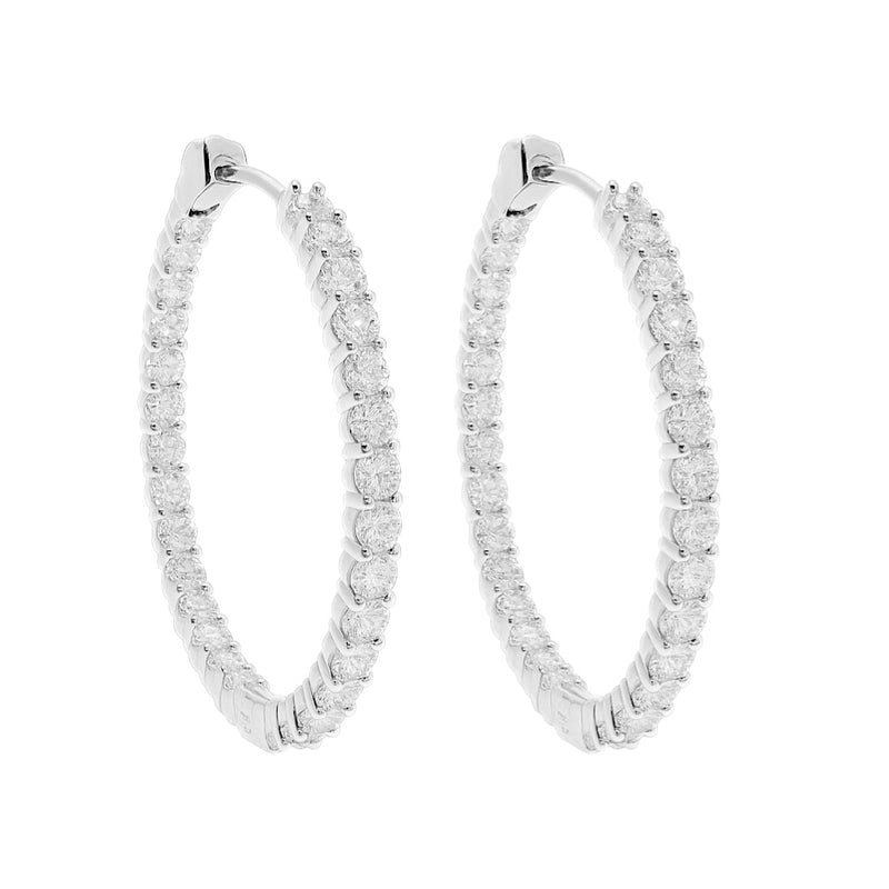 Sterling Silver Moissanite 36mm Inside Out Hinged Hoop Earrings