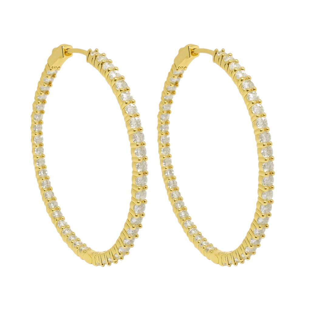 Sterling Silver Moissanite 45MM Inside Out Hinged Hoop Earrings