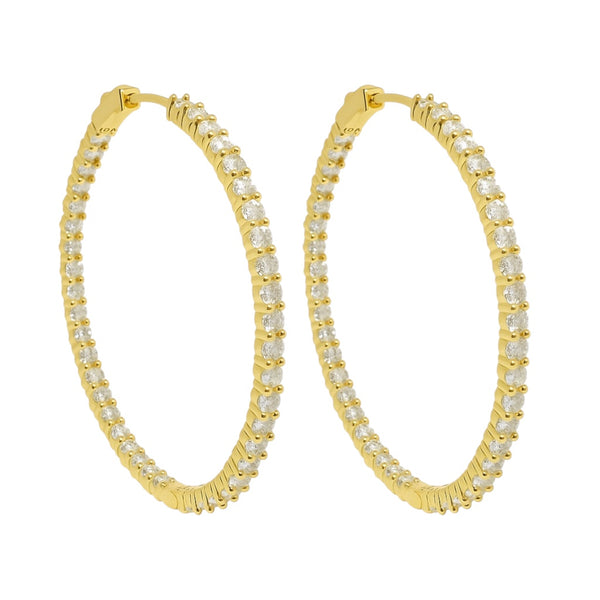 Sterling Silver Moissanite 45MM Inside Out Hinged Hoop Earrings