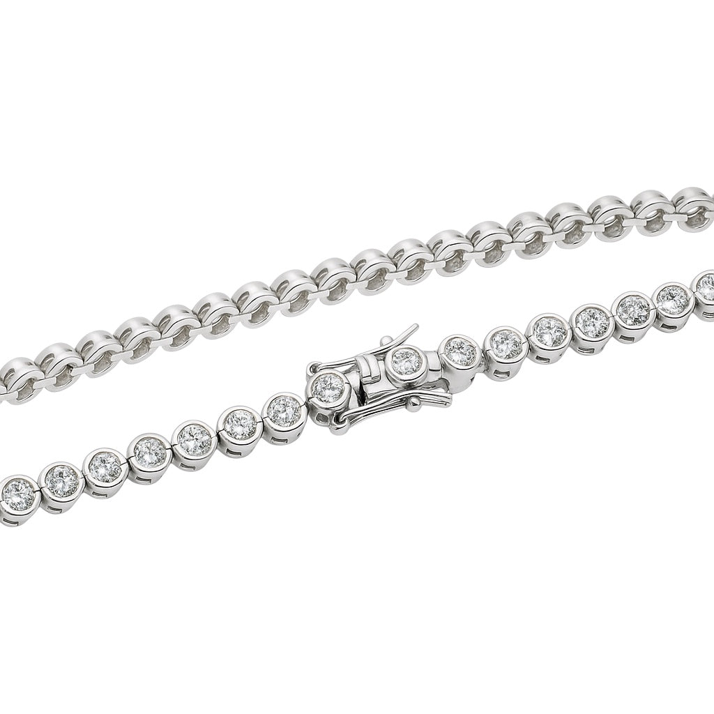 Sterling Silver Moissanite 4.5mm Bezel Tennis Bracelet