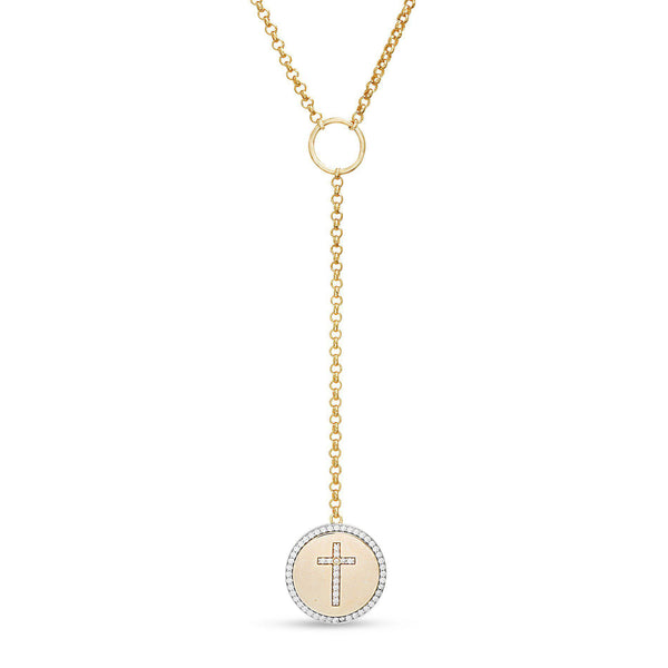 GOLD CZ DROP CROSS DISC "Y" - Atlanta Jewelers Supply