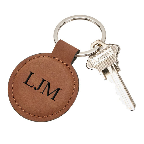 Leatherette Round Key Chain (Caramel or Grey) - Atlanta Jewelers Supply