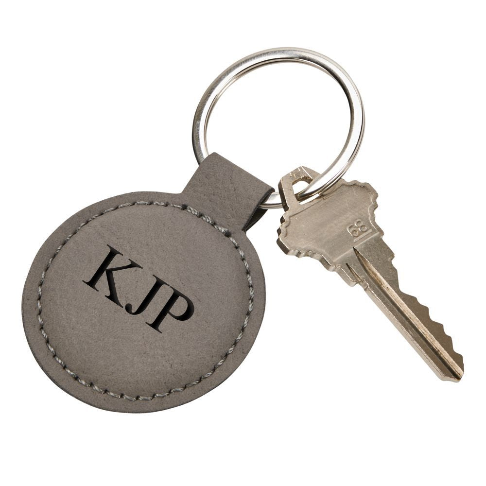 Leatherette Round Key Chain (Caramel or Grey) - Atlanta Jewelers Supply