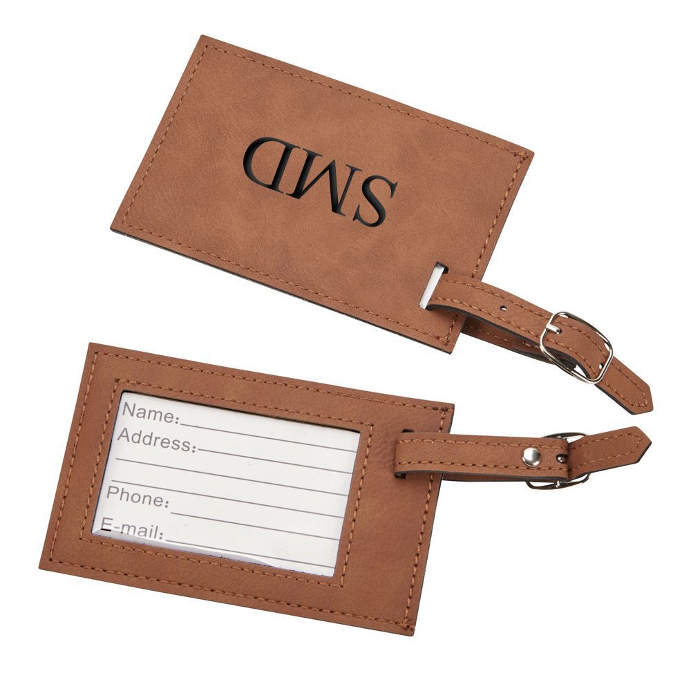 Leatherette Luggage Tag (Caramel or Grey) - Atlanta Jewelers Supply