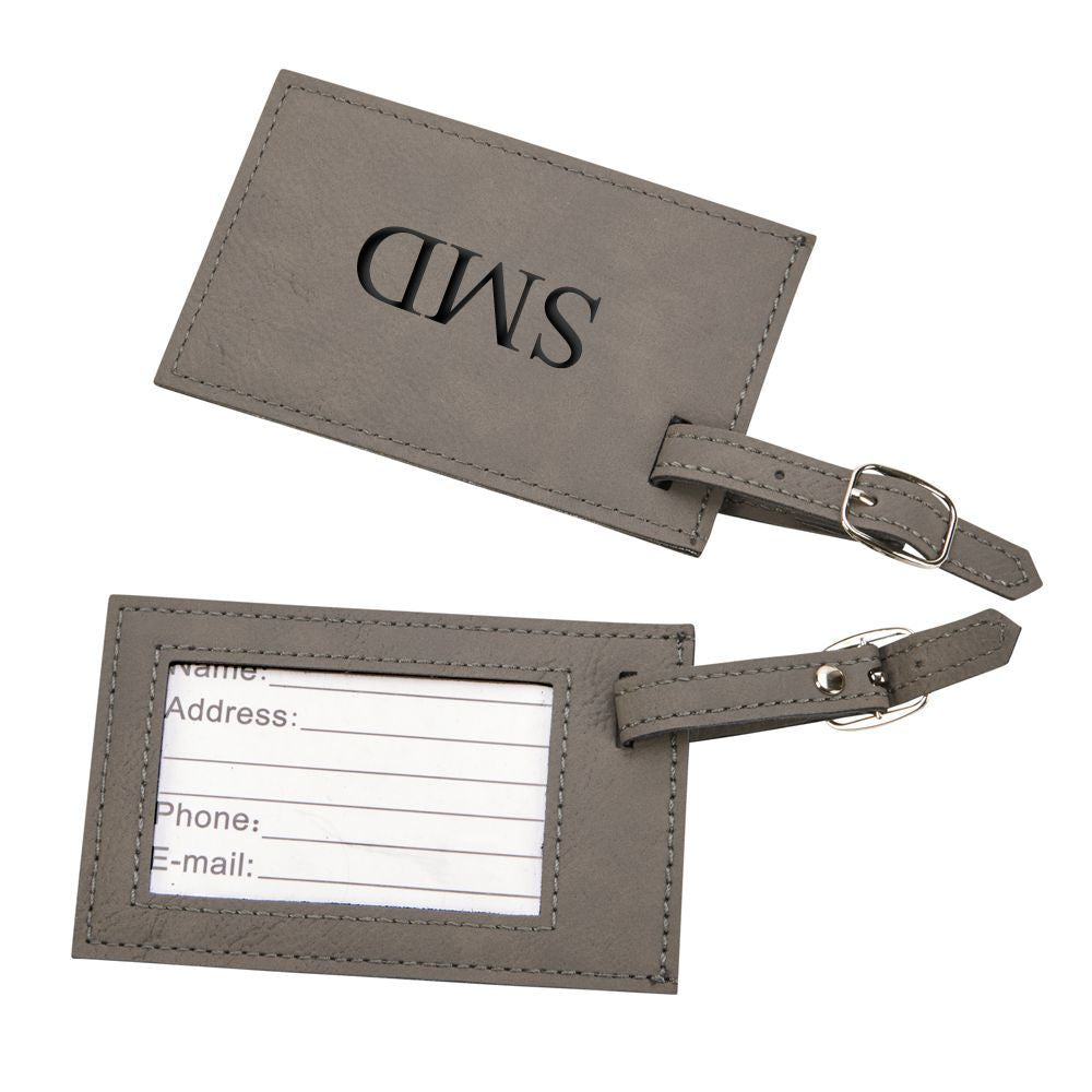 Leatherette Luggage Tag (Caramel or Grey) - Atlanta Jewelers Supply