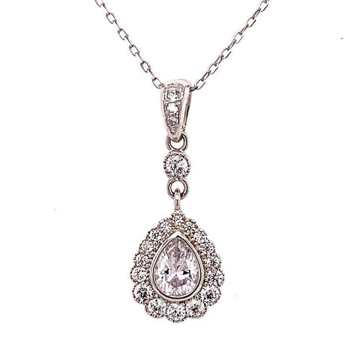 Sterling Silver Pear-Shaped Pendant Necklace - Atlanta Jewelers Supply