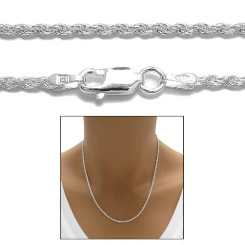 Sterling Silver 1.0 MM Rope Chain (40 GUAGE) Available in 16"-30"