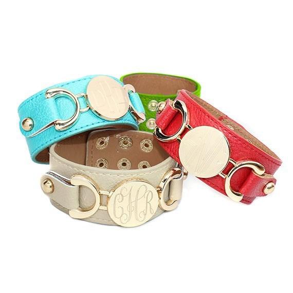 Engravable Adjustable Gold Circle Disc Leather Bracelets - Atlanta Jewelers Supply