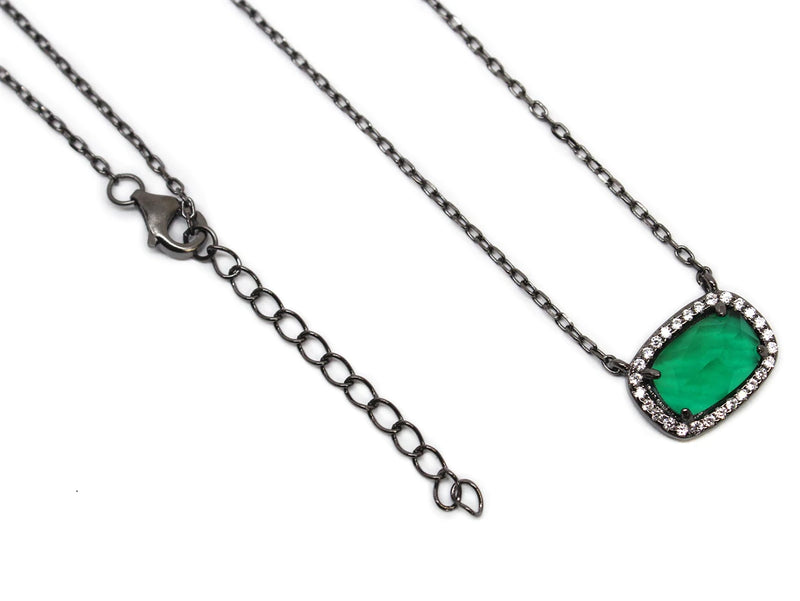 Sterling Silver Designer Inspired Gem Stone Necklace