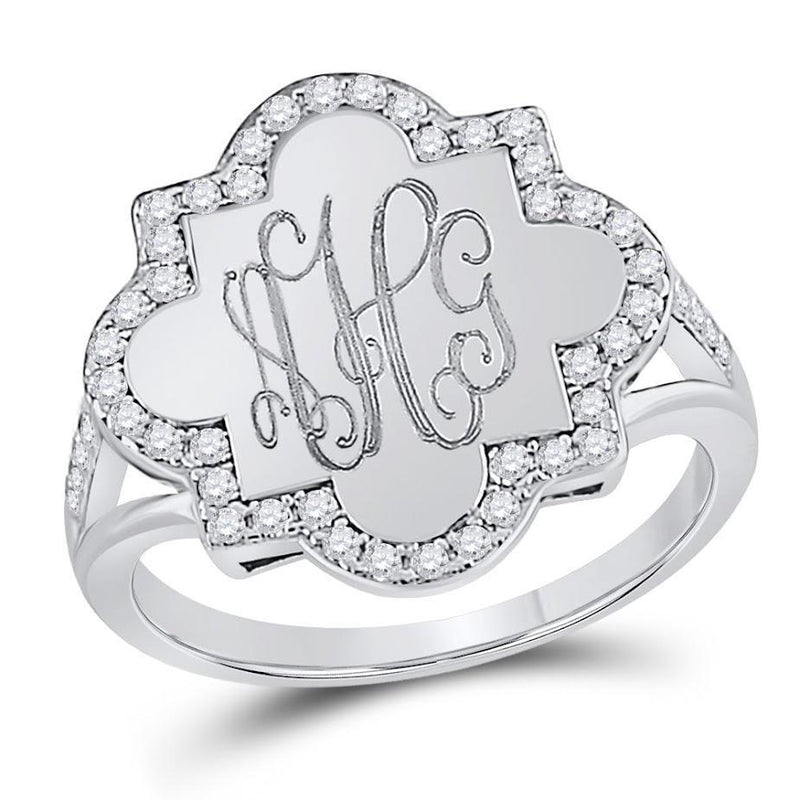 Elegant Engravable Sterling Silver Quatrefoil CZ Ring - Atlanta Jewelers Supply