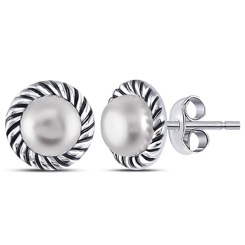Sterling Silver Pearl Roped Edge Earring - Atlanta Jewelers Supply