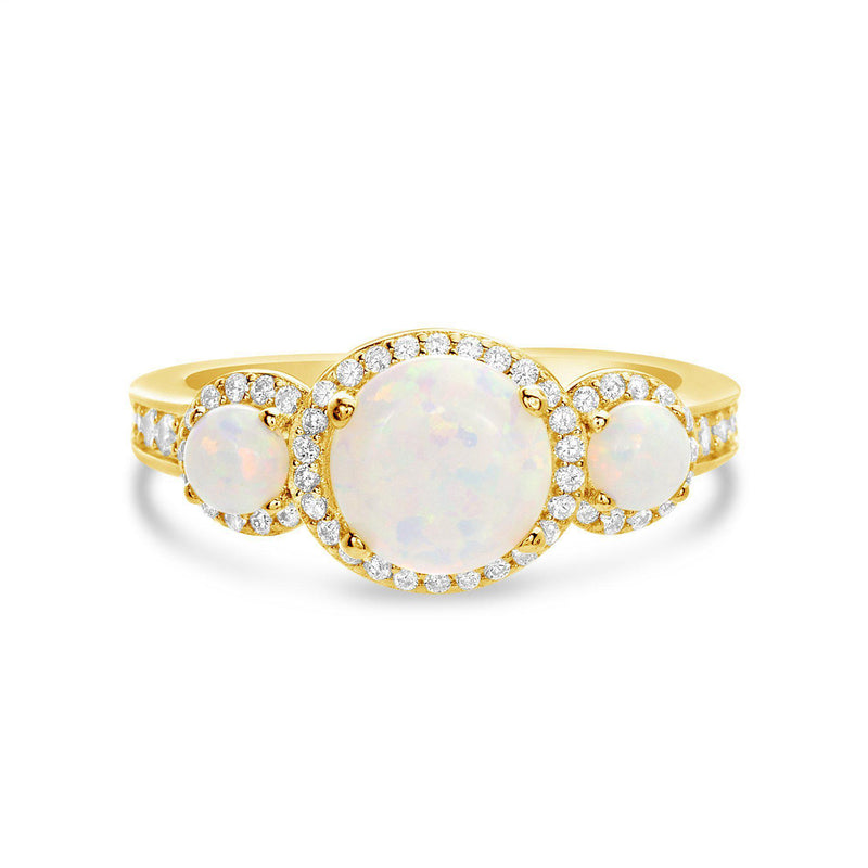 GOLD WHITE OPAL CZ HALO RING - Atlanta Jewelers Supply