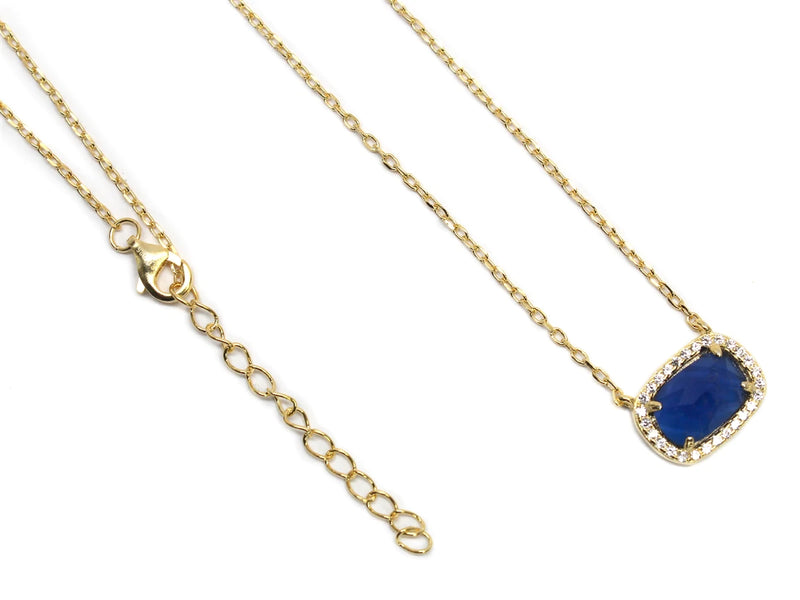 Sterling Silver Designer Inspired Gem Stone Necklace