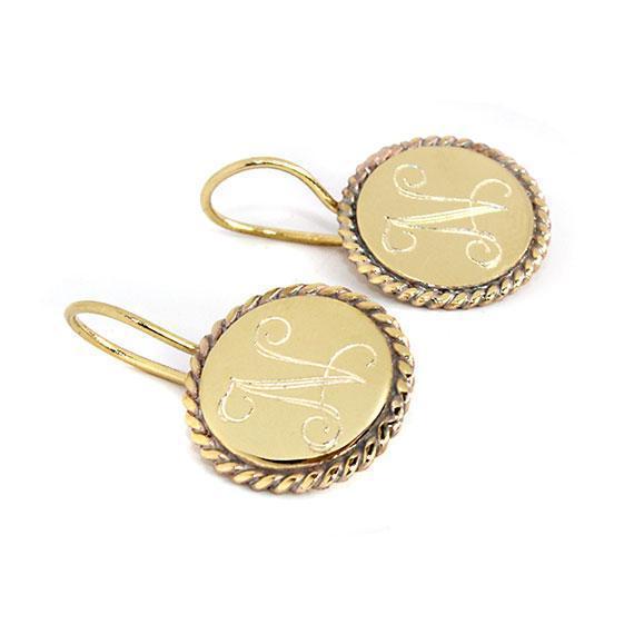 Engravable German Silver  Earrings With ROPE Edge Design in gold and silver color - Atlanta Jewelers Supply