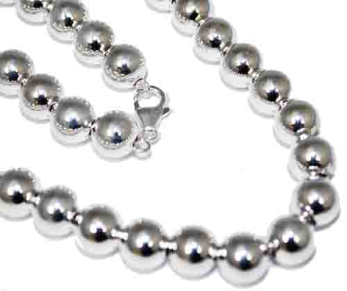 Sterling Silver 10 mm Loose Round Bead Necklace In 16"-30'' - Atlanta Jewelers Supply