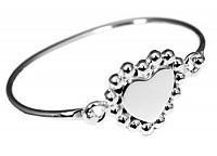 German Silver Engravable heart Baby Bracelet with Beaded Trim - Atlanta Jewelers Supply