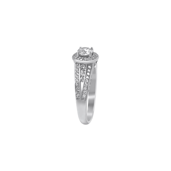 Sterling Silver Halo Wedding Ring, Engagement Ring