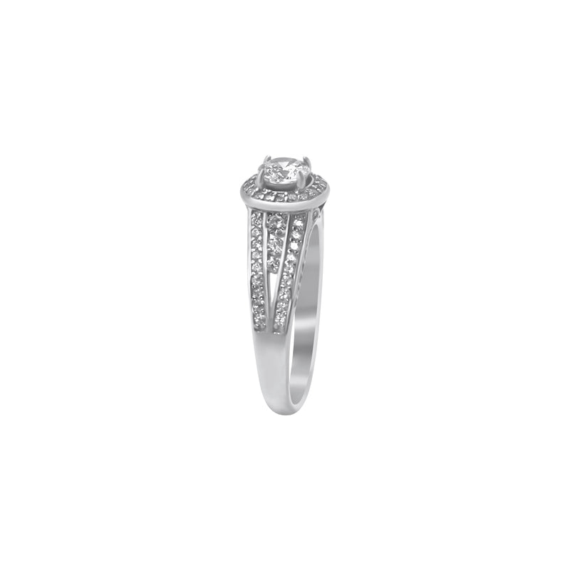 Sterling Silver Halo Wedding Ring, Engagement Ring