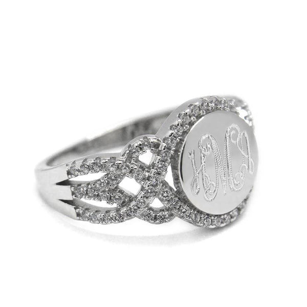 Elegant Engravable Harper Knot Sterling Silver Cz Ring - Atlanta Jewelers Supply