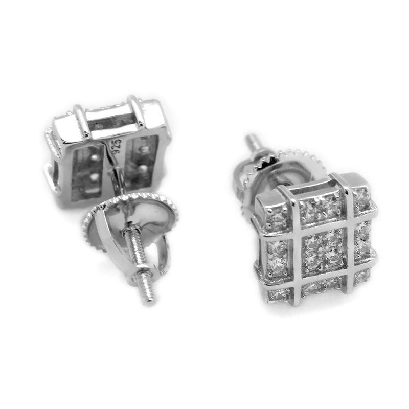 Sterling Silver Micropave Grid Post Earrings - Atlanta Jewelers Supply