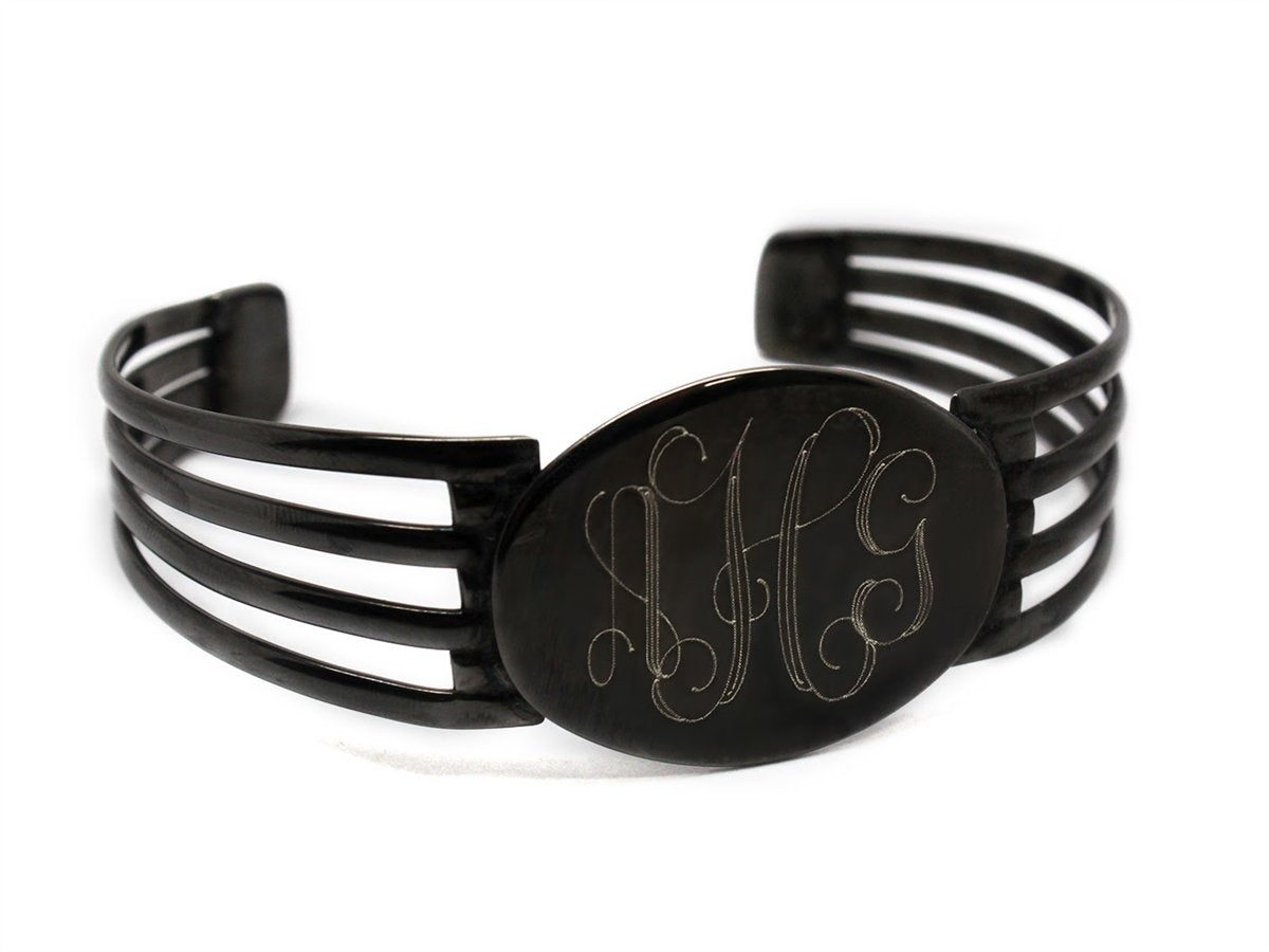 Engraved German Silver Gunmetal Cuff Bracelet - Atlanta Jewelers Supply