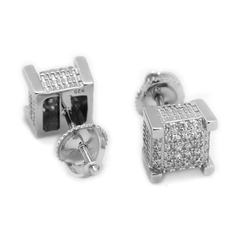 Sterling Silver Micropave Cube Earrings - Atlanta Jewelers Supply