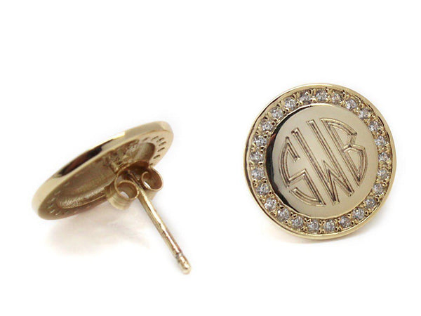 Sterling Silver Engravable CZ Round Stud Earrings - Atlanta Jewelers Supply