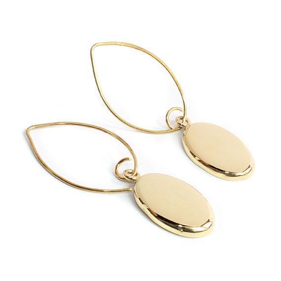 Engravable German Silver Gold Colored Oval Earrings - Atlanta Jewelers Supply