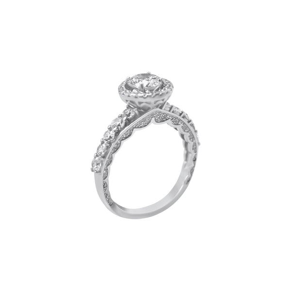 Sterling Silver Circle Halo Wedding/Engagement Ring