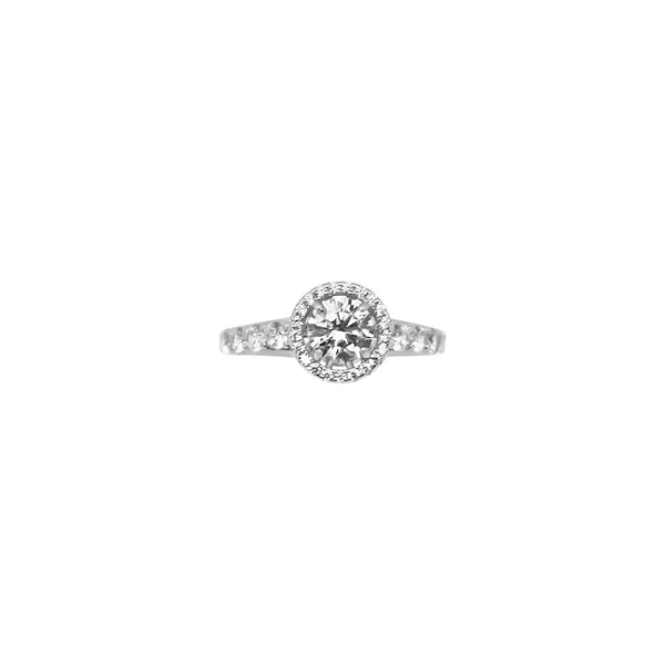 Sterling Silver Circle Halo Wedding/Engagement Ring