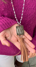 Engraved Amy Rectangle tassel necklace - Atlanta Jewelers Supply