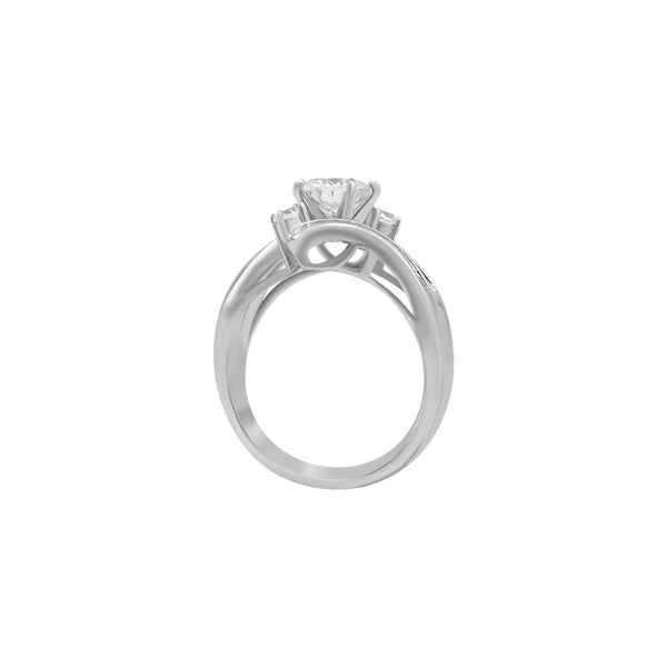 Sterling Silver Circle Cut Twist Band Wedding/Engagement Ring