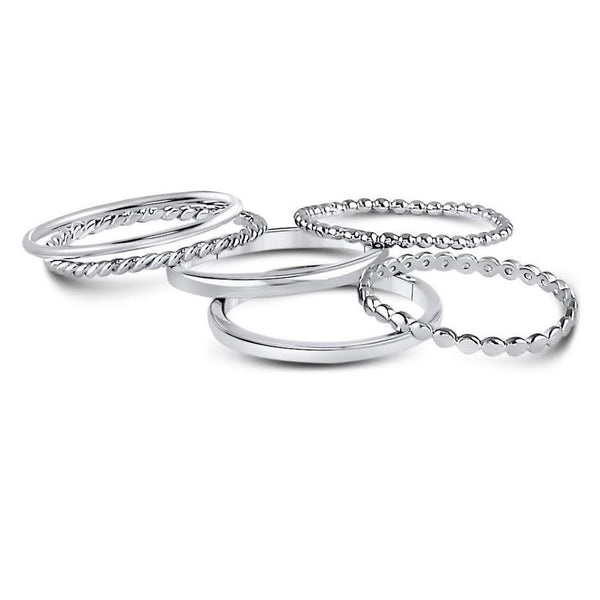 STERLING SILVER 6 BANDS STACKABLE SET RING - Atlanta Jewelers Supply